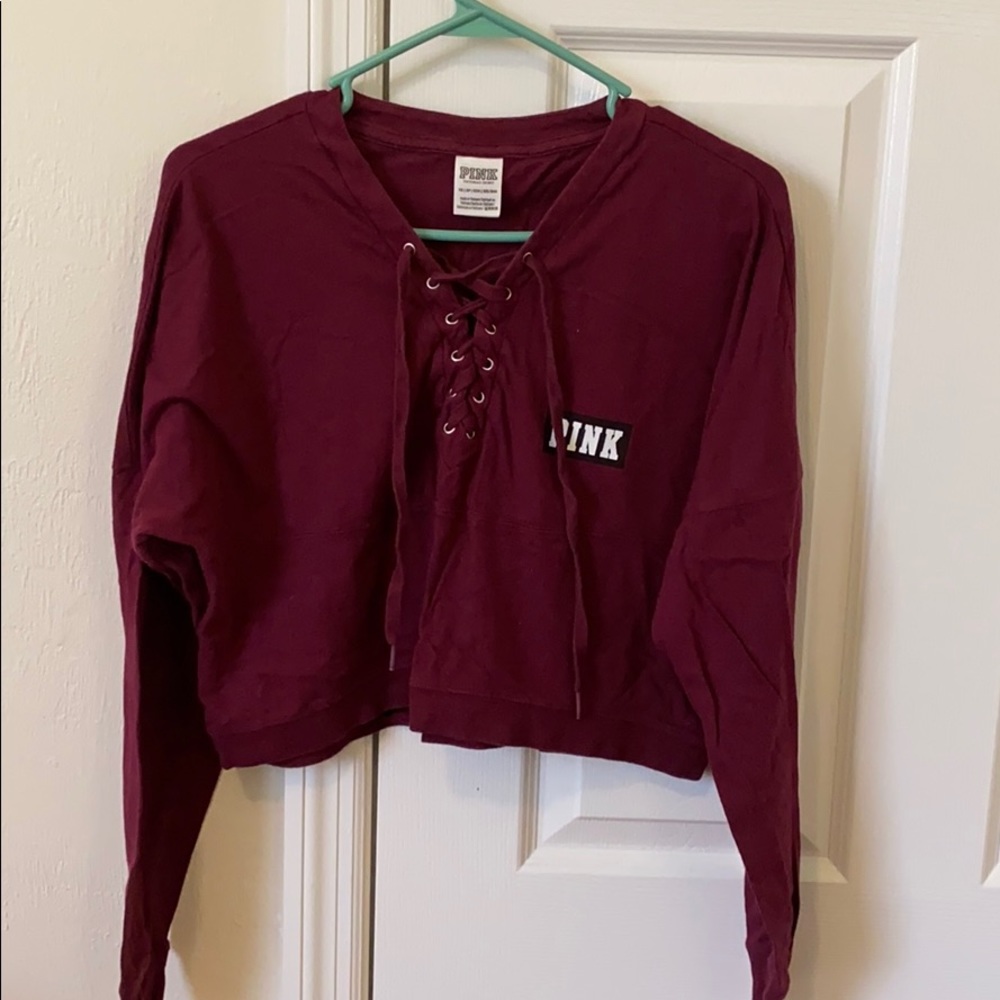 PINK maroon cropped sweatshirt